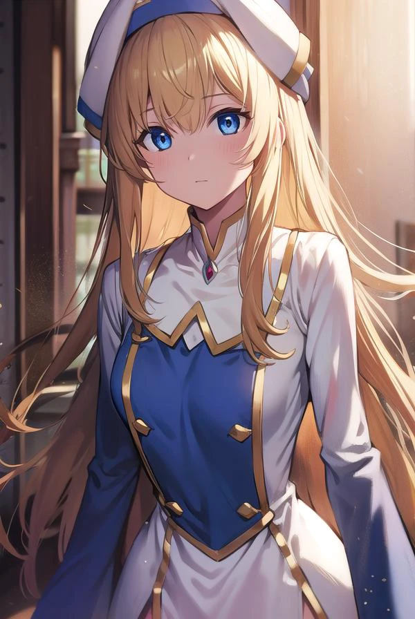 priestess, <lyco:priestess-LYCORIStest:1>, priestess, blonde hair, blue eyes, long hair, hat, (small breast:1.2),
BREAK ,
BREAK looking at viewer,
BREAK city,
BREAK <lora:GoodHands-vanilla:1>, (masterpiece:1.2), best quality, high resolution, unity 8k wallpaper, (illustration:0.8), (beautiful detailed eyes:1.6), extremely detailed face, perfect lighting, extremely detailed CG, (perfect hands, perfect anatomy),