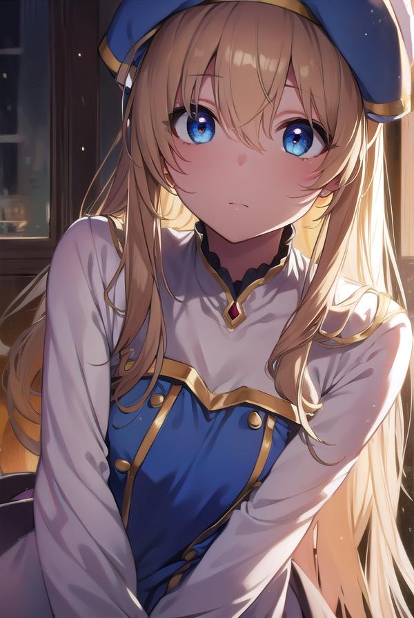 Anime girl with long hair and blue eyes in a school uniform - SeaArt AI