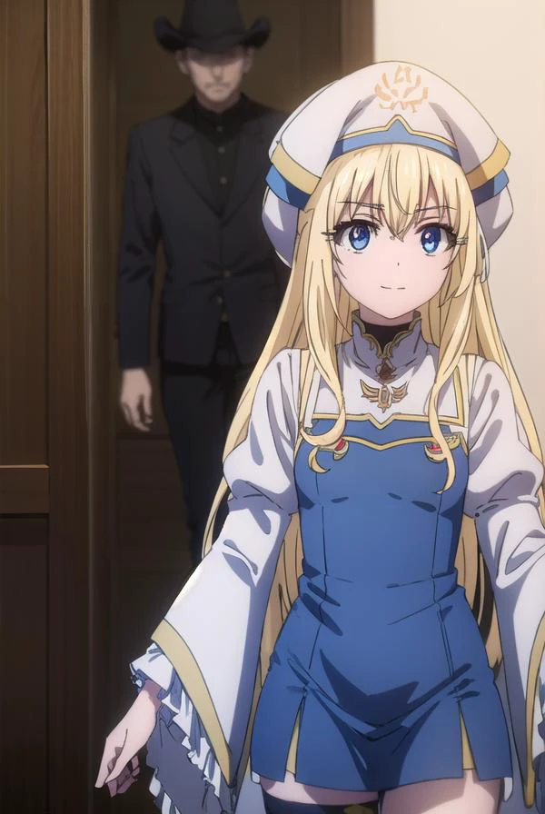 priestess, <lyco:priestesss2-lyco-nochekaiser:1>,
priestess, blonde hair, blue eyes, long hair, hair between eyes, (small breast:1.2), smile,
BREAK boots, dress, frilled sleeves, frills, hat, white headwear, pelvic curtain, high heels, robe, thigh boots, thighhighs, white thighhighs, long sleeves, puffy sleeves,
BREAK indoors, church,
BREAK looking at viewer, (cowboy shot:1.5),
BREAK <lyco:GoodHands-beta2:1>, (masterpiece:1.2), best quality, high resolution, unity 8k wallpaper, (illustration:0.8), (beautiful detailed eyes:1.6), extremely detailed face, perfect lighting, extremely detailed CG, (perfect hands, perfect anatomy),