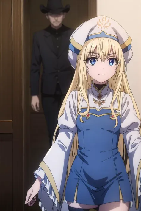 priestess, <lyco:priestesss2-lyco-nochekaiser:1>, 
priestess, blonde hair, blue eyes, long hair, hair between eyes, (small breast:1.2), smile,
BREAK boots, dress, frilled sleeves, frills, hat, white headwear, pelvic curtain, high heels, robe, thigh boots, thighhighs, white thighhighs, long sleeves, puffy sleeves,
BREAK indoors, church,
BREAK looking at viewer, (cowboy shot:1.5),
BREAK <lyco:GoodHands-beta2:1>, (masterpiece:1.2), best quality, high resolution, unity 8k wallpaper, (illustration:0.8), (beautiful detailed eyes:1.6), extremely detailed face, perfect lighting, extremely detailed CG, (perfect hands, perfect anatomy),