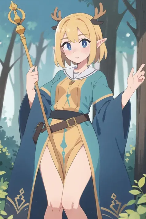 ((1 woman in medieval armor)),((nude pussy)),((in a forest)),((dirty look, embarrassed face)),((with lots of bubian hair)),((yellow hair with sex, gray eyes)),((facing the viewer, legs open showing pussy, with a sword on the back)),