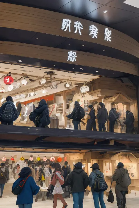 masterpiece, best quality, ultra-detailed, extremely detailed, illustration, STOKYO, STSmatsuri, exterior, bag, multiple girls, multiple boys, real world location, hat, 6+boys, coat, shop, luggage, black hair, train station, handbag, long hair, short hair, backpack, pants, crowd, jeans, 6+girls, jacket, outdoors, denim, rolling suitcase, shoes, brown hair, walking, suitcase, scarf, scenery, sneakers, shopping bag, realistic, <lora:STOKYO_matsuri_V1_1_MIDD:1>