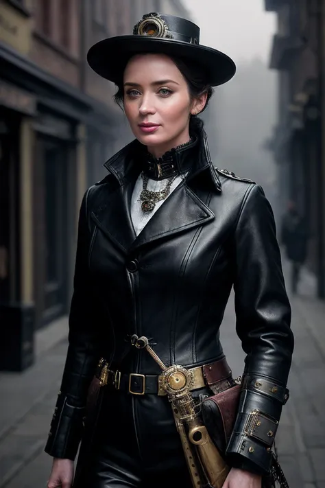 EmilyB_SoloTI_v1,
(Donning a tailored corseted jacket adorned with brass gears and leather accents, paired with high-waisted trousers and sturdy boots, accessorized with goggles and a leather utility belt),
(Venturing through a fantastical steampunk cityscape, with steam-powered contraptions chugging along cobbled streets and towering clockwork sculptures looming overhead, where every corner brims with Victorian-era aesthetics and futuristic innovation: 1.3),
(seductive:1.3),(analog, cinematic, film grain, hazy atmosphere, cinematic shot:1.3),
<lora:add_detail:0.6>,<lora:LowRa:0.2>, PA7_Portrait-MCU,