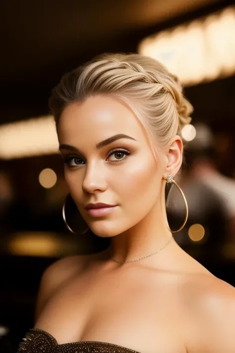 portrait photo of FaithSchroder beautiful woman hair updo upsweep nightclub sitting at bar (masterpiece) (best quality) (detailed) (8k) (HDR) (wallpaper) (cinematic lighting) (sharp focus) (intricate) <lora:FaithSchroder:0.9>