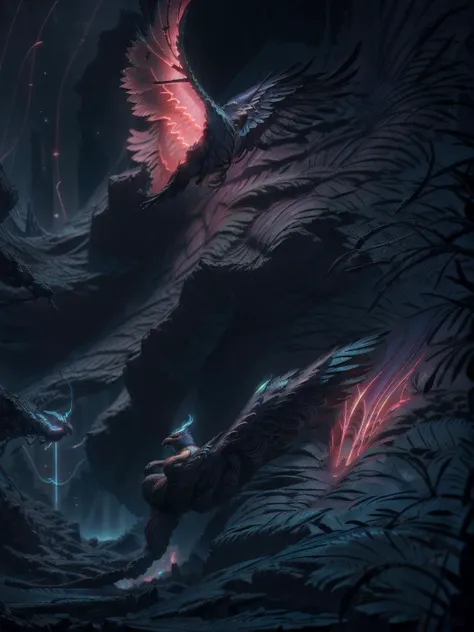 Aven an attractive Cortana Blue bird man wearing high-waisted shorts, polo shirt, and boat shoes, Laying down on one's back, D&D, cave in background, 8k resolution, [DonMF41ryW1ng5], kkw-FX-glowline, dark theme <lora:attractive:.36> <hypernet:sxzBloom_sxzBloom:.44> <lora:CosmicLandscapes:.06> <lora:detail_slider_v4:-.55> <lora:breastsizeslideroffset:-.76> <lora:LowRA:.75> <lora:Aven:1> <lora:DonMF41ryW1ng5_v1.1:.7> <lora:Dressed animals:.37>