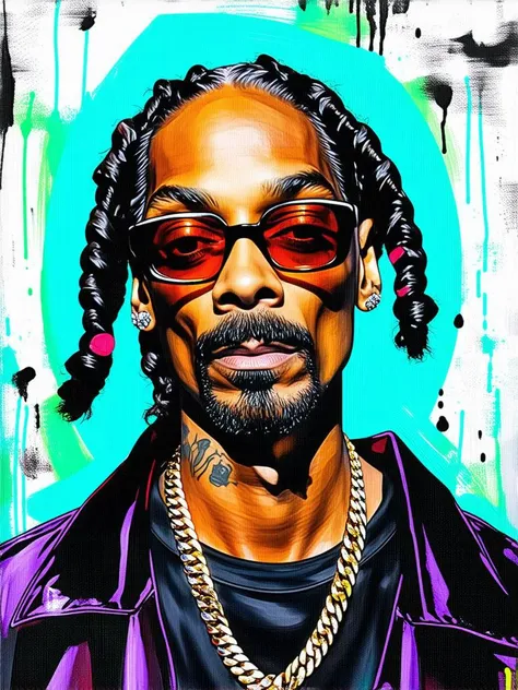 A Tim Burton-inspired painting of Snoop Dogg.