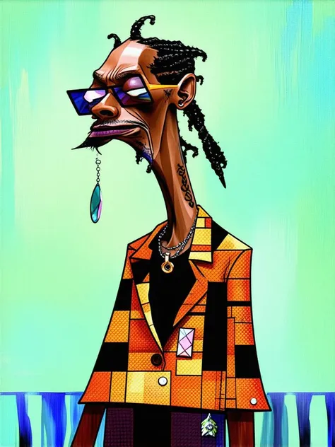 A Tim Burton-inspired painting of Snoop Dogg.