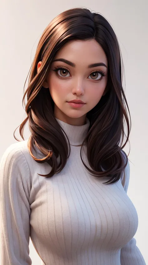 <lora:AvaAddams:0.7> as cartoon character, sfw, dressed, black top, turtleneck, brown eyes, curvy, upper body, intricate, sharp focus, soft lighting, vibrant colors, masterpiece, (frontal), detailed eyes, advertising studio lights, frontal led light ring, smooth shadows, bokeh background, Hyper Realistic Photography, Hyperdetail, UHD, Color Correction, HDR, color grading, hyper realistic (white background),