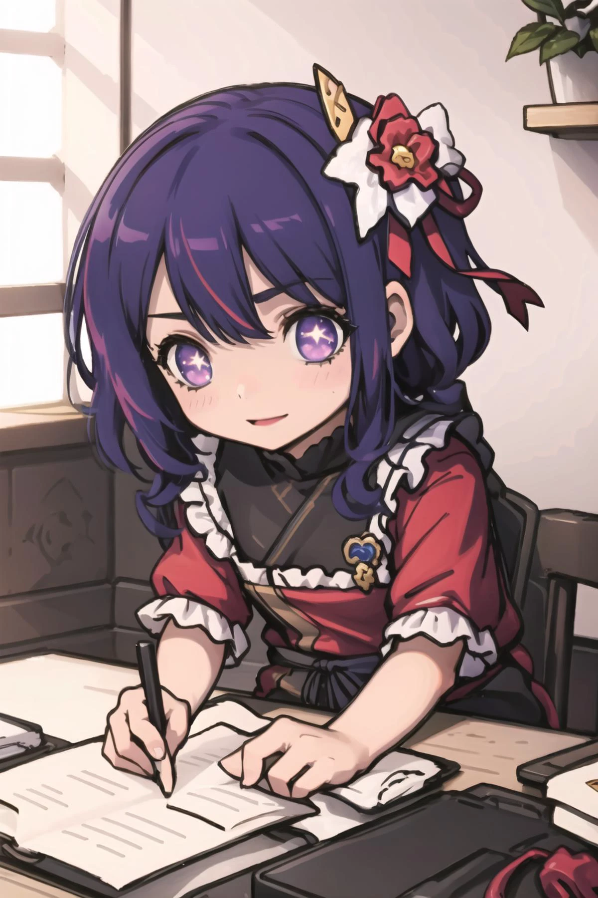 best quality, intricate details,
<lora:oshiNoKoHoshinoAi_v1:0.6> hoshinoai,
<lora:jazzJackStyle_jazzJackStyle:0.8> chibi,