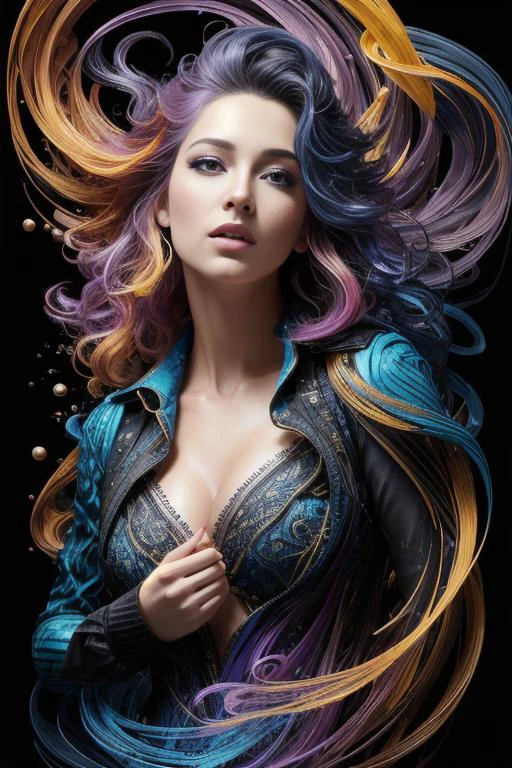 Colorful beautiful girl: a giru 28-years old, messy hair, oil painting, nice perfect face with soft skinice perfect face, blue yellow colors, light purple and violet additions, light red additions, intricate detail, splash screen, 8k resolution, masterpiece, cute face,artstation digital painting smooth veryBlack ink flow: 8k resolution photorealistic masterpiece: intricately detailed fluid gouache painting: by Jean Baptiste Mongue: calligraphy: acrylic: watercolor art, professional photography, natural lighting, volumetric lighting maximalist photoillustration: by marton bobzert:, complex, elegant, expansive, fantastical,  wavy hair, vibrant, Best quality details, realistic, High definition, High quality texture, epic lighting, Cinematic film still, 8k, soft lighting, anime style, masterful playing card border, random Colorful art, oil painting, blue yellow colors, light purple and violet additions, light red additions, intricate detail, splash screen, 8k resolution, masterpiece, artstation digital painting smooth veryBlack ink flow: 8k resolution photorealistic masterpiece: intricately detailed fluid gouache painting: by Jean Baptiste Mongue: calligraphy: acrylic: watercolor art, professional photography, natural lighting, volumetric lighting maximalist photoillustration: by marton bobzert:, complex, elegant, expansive, fantastical, vibrant