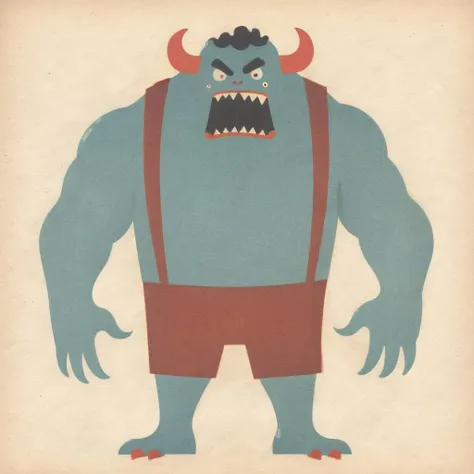 an illustration of monstruous man, empty background <lora:Imagier_xl:1>