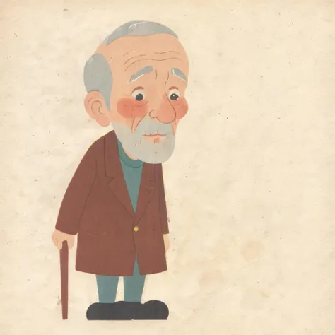 an illustration of an old man, empty background <lora:Imagier_xl:1>