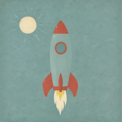 an illustration of a cute rocket, empty background <lora:Imagier_xl:1>