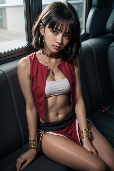 official art, extremely detailed CG unity 8k wallpaper, highly detailed, shiny skin, Depth of field, vivid color,
vest,jewelry,tube top,loincloth,blush, public, embarrassed, sitting, train interior, nature, window, <lora:11nadia:0.8>,nadia