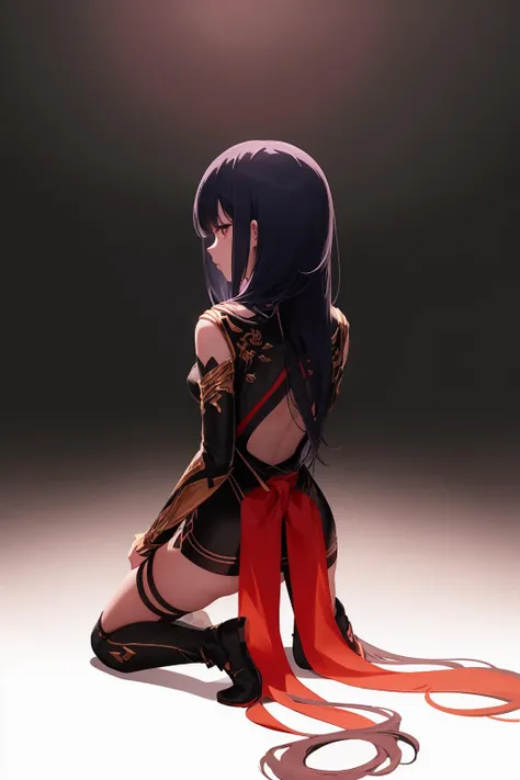 ((((ultra illustrated style:1.0)))),best quality,best animated,masterpiece,ray tracing, global illumination,kneeling, 1girl, solo,back, from behind, looking back,full body,
<lora:kneeling_02-000008:0.8>