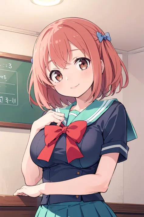 (masterpiece:1.2), (best_quality:1.2), ultra high res, ultra-detailed, 8K, HDR, highres, anime, highly detailed, (best shadow), (absurdres),
BREAK <lora:chihov2:0.8>, scc, (scc:1.3), kbxll, (large breast), (perfect proportion:1.2), (narrow waist),
BREAK close up, upper body, cafe, indoors, school, smile, from below, captivating pose, <lora:more_details:0.1>,