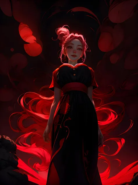 crying pale pregnant ghost (Sarah Hyland), ((covered in blood)), floating in the air, wearing a short transparent shroud, nude, very black hair, red sparkling almond eyes, sadness, very sad, tears, flesh red lips, bushy thick eyebrows , whole body, fog, soft light, backlight, bloom, emissive