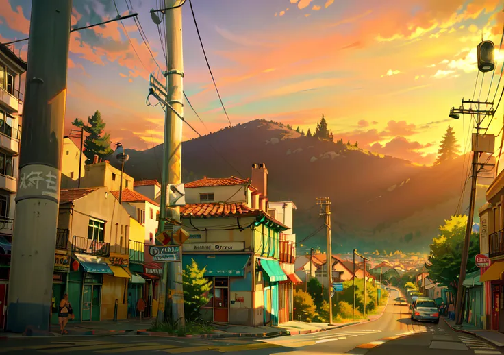 outdoors, power lines, scenery, building, utility pole, ((horizon)), street, sky, road, city, cityscape, cinematic lighting, light pole, sunset, sunlight, shadow, extremely detailed, <lora:LoconLoraAirconditioner_loraVersion:1>