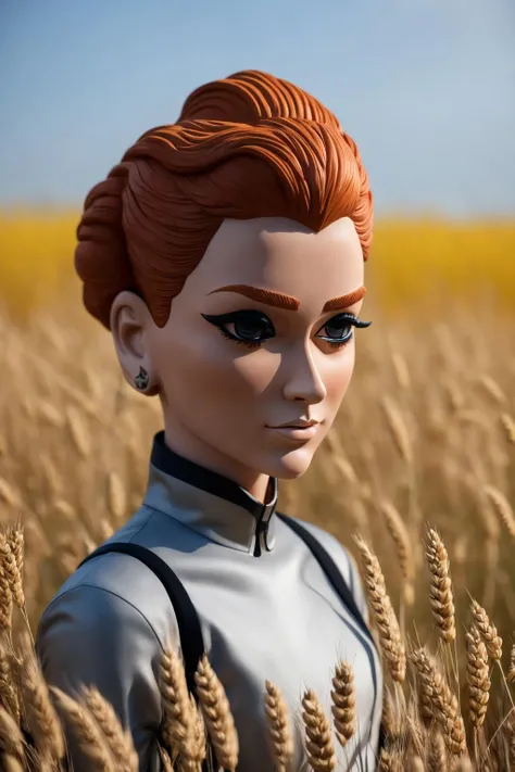<lora:3DChibi_v1:0.9> masterpiece, highly detailed 8k raw photo, best quality, intricate details, Retirement age, Agile, Russian, Gray eyes, Split Ears, Long Nose,  Low Jawline,    Sculpted Ankles,  , Ginger Updo hairstyle hair, Awe in  xyzcc style, field of wheat background