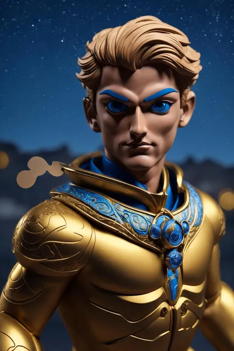 <lora:3DChibi_v1:0.9> masterpiece, highly detailed 8k raw photo, best quality, intricate details, Senior, Broad-shouldered, Berber, Blue eyes, Attached Ears, Aquiline Nose,   Unique Cheeks,   Chiseled Chest, , Golden Blonde Textured haircut hair, Astonishment in  xyzcc style, (night sky background:1.2)