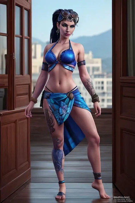 (full body:1.4), (legs, feet:1.2), (sexual), Squatting with arms hanging between knees, in tarpunk setting, libidinous 22yo <lora:widowmakerLast:0.6> widowmaker, ponytail, cote d'azur costume, sarong, arm tattoo, back tattoo, supermodel, sunglasses on forehead, bikini top, sarong around hips, barefoot BREAK ((photorealistic), realistic face, medium breasts), beautifully detailed woman, realistic face, detailed mouth, extremely detailed eyes_and_face, beautiful attractive face, beautiful detailed eyes, pronounced feminine feature, matte eyeshadow, eyelashes, eyeliner, perfect body, smooth skin BREAK color HD photo, Nikon L35AF Camera, (full body, high quality photo, masterpiece), HDR, 8K resolution, analogue RAW DSLR, best quality, absurdres, vivid vibrant colors, skin pores, intricate detail, (intricately detailed face_and_eyes), realistic human hands, sophisticated detail, (realistic lighting, sharp focus), centerfold, bokeh, official art, 8k wallpaper, ultra high res, professional photography kkw-ph1