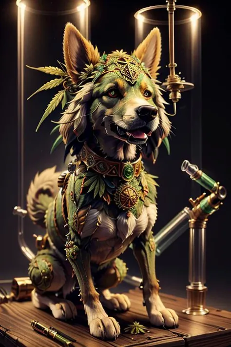 <lora:CannabisPunk_v1:0.9> CannabisPunk dog ,stoner ,dynamic pose ,close shot, detailed, intricate [,glass pipes] BREAK ((photorealistic)), medium breasts, beautiful woman, realistic face, detailed mouth, extremely detailed eyes_and_face, beautiful face, detailed eyes, pronounced feminine feature, skin pores, perfect body BREAK volumetric lighting