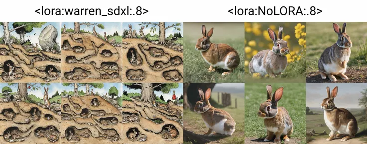 rabbit warren, <lora:warren_sdxl:.8>
