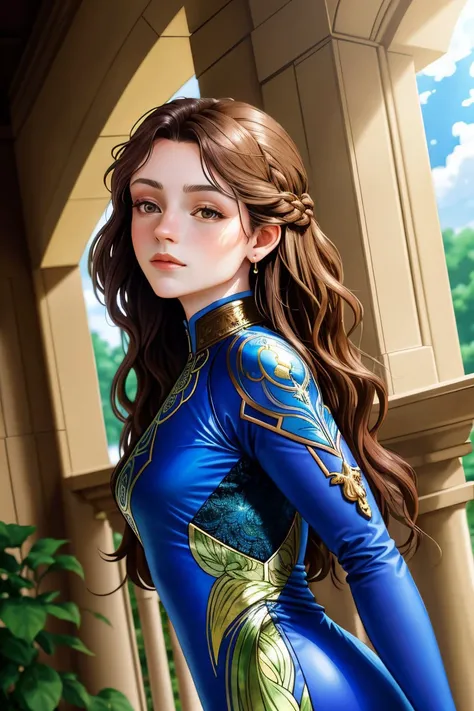 (nouveau style, ornamental, nature, highly detailed, Mucha style:1.15), (high angle, headshot:1.2) <lora:sd15_SavannahRaeDemers_v2:.9> SavannahRaeDemers, she is wearing plugsuit , her hair is styled as micro braids, BREAK she is (in the veranda:1.1), radiant god rays, shot on Sony A7III ,Agfa Vista ,Voigtlnder Nokton 50mm f1.1 ,