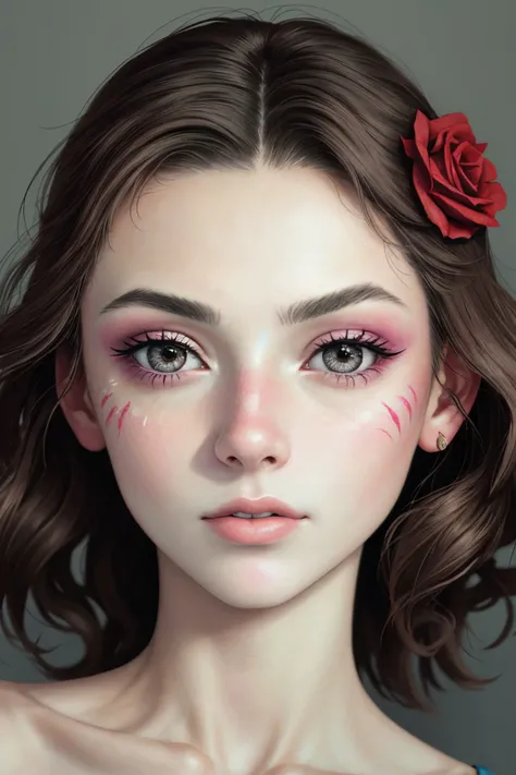 realistic photo of <lora:sd15_SavannahRaeDemers_v2:.9> SavannahRaeDemers, close up on face, focus on eyes, (rose face paint:1.0)