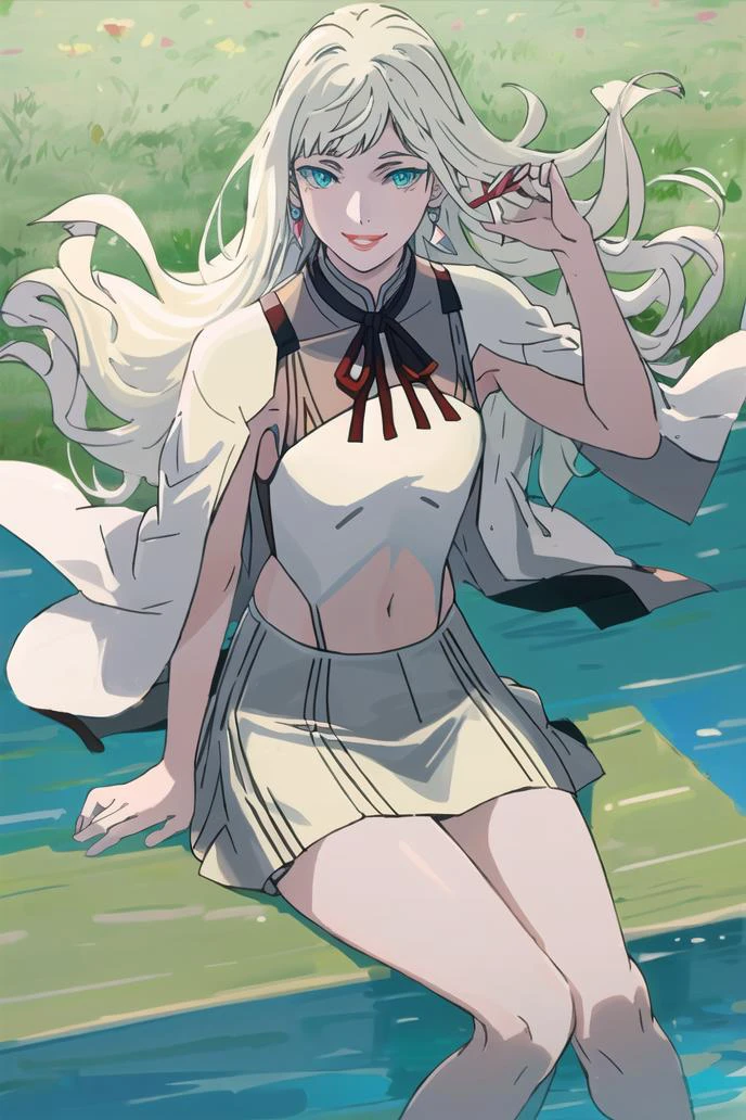 <lora:gigi-000014:1>((masterpiece,best quality, detailed)), ultra-detailed, detailed hair,cowboy shot, (1girl:1.2), solo,( long hair:1.3), (floating hair:1.2), (smile:1.1),medium breasts, sitting,(pifeng:1.3),red lips, white skirt, high heels, <lora:pastelMixStylizedAnime_pastelMixLoraVersion:0.8>