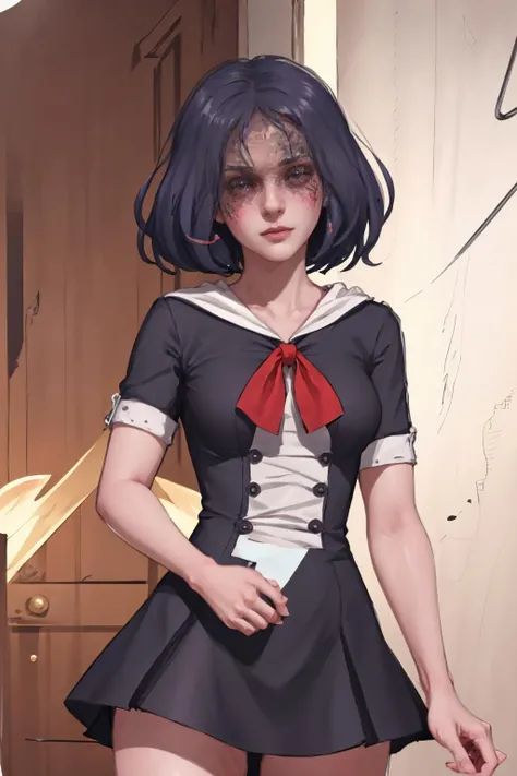 Highly detailed, High Quality, Masterpiece, beautiful, IncrsBurntScar, <lora:BurntScarOnFace:1>, 1girl, Discord-chan, <lora:Char_Meme_Discordchan:0.7>