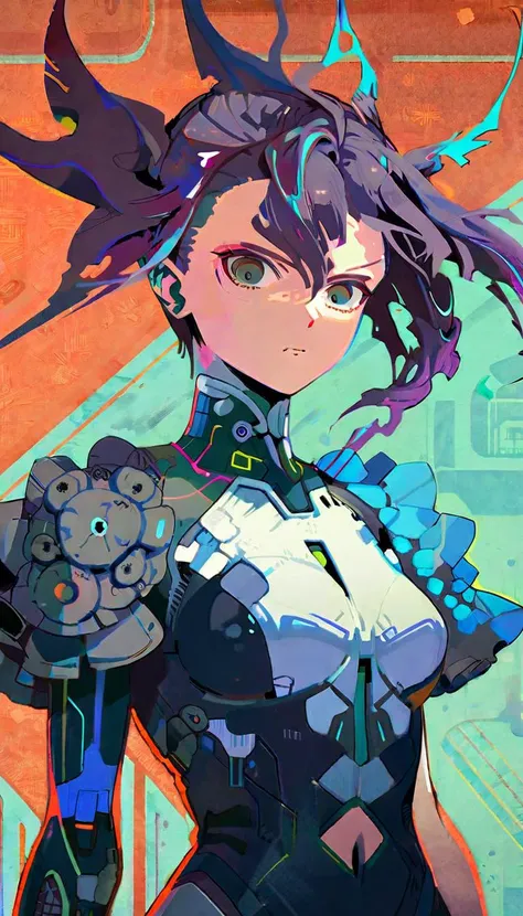 Professional fashion portrait, innovative fashion, hyper-realistic, cyberpunk, cyberpunk art, retrofuturism, aesthetic, cinematic, best quality, high quality, masterpiece, 64K, UHD, extremely detailed, 
BREAK
A super model,  gorgeous, detailed beautiful face, detailed beautiful eyes, ((Ruffled wedding dress designed by Spencer Phipps)), a final stand, dynamic pose, beautiful and breathtaking hairstyle, (intricate detailed hair:1.4), crazy alternate hairstyle, topknot, <lora:hair_style:1>, <lora:Cyberpunk_Anime_sdxl:0.6>, <lora:Innovative_Makeup:0.2>, <lora:Next_Fashion:0.2>,
BREAK
[by damda:Hiroyuki Okiura:0.5],  cel shading, 
break
Random blend of art background, Minecraft and auto-destructive art, Buckthorn Variegated and prolific slate gray clumping flattened plant,   black panicle sepal flower, round, bluish-brown samara fruit, radial,   , ancient civilizations, random composition, diverse textures and patterns, mix of architectural styles, natural and urban elements, vibrant colors, varying lighting conditions, richly decorated, unexpected details, high resolution, visually complex, immersive environment, this image combines historical elegance with science fiction, creating a visually stunning and imaginative artwork,  [(details:1.2): [ (many small details:1.3) : [ (many ultrasmall details: 1.2):(very detailed ultrasmall edges and microrelief:1.5):0.7 ]: 0.4 ] :0.2], <lora:xl_more_art-full_v1:1>,
break
advanced lighting techniques, high dynamic range, vivid and accurate colors, harmonious color scheme, meticulously detailed, visually stunning, emotionally engaging, sharp contrast, digital painting quality, cinematic quality, subtle shadows, Complex Shading, Immersive Depth, Advanced Rendering, Depth of Field, sharp focus, Depth and Perspective, bokeh, vintage, faded film, film grain, LUT, taken by Joel Meyerowitz,