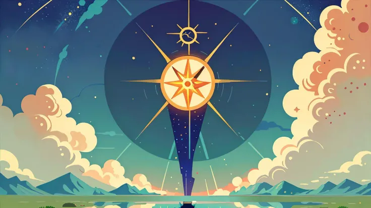 illustration,flat color,Flat style, Oracle Oasis, a desert refuge under a cerulean sky, flat plain under a sky filled with falling stars, their reflection shimmering in the winding river cutting across the landscape,their trails creating a dynamic light show in the heavens,bathed in the radiant white light of high noon, casting long shadows on the cerulean landscape <lora:Landscape illustration:0.7>, harmony,aether,Quantum enigma, (Masterpiece:1.3) (best quality:1.2) (high quality:1.1)