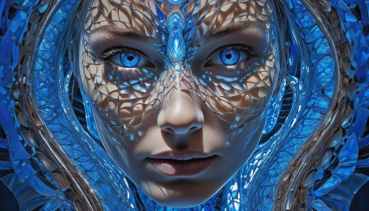 8k, 1 girl, high color, gorgeous, (Fractal art 1.8), haddock, youth, For the blue, deep in the sea, gorgeous, dynamic, visual impact, hands in pockets, (waves in lens 1.5)