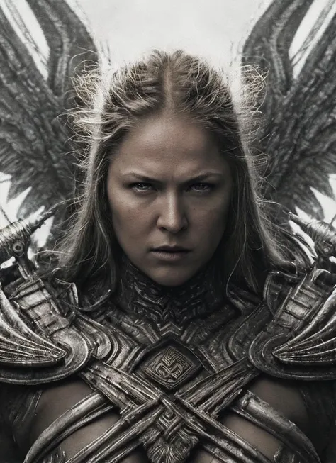 close up RAW photo of winged warrior sks woman, detailed textures, sharp focus, ultra high pixel detail, absurdres, cinematic, intricate, cinematic light, concept art, art station, realistic, scene, cinematic, high quality, craig mullins and wayne barlowe style, full colors, incredibly detailed, 4k, 8k, <lora:locon_ronda_v1_from_v1_64_32:1.25>