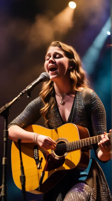 [(valve-voiced (((18-year-old steam songstress))) with boiler bellows lungs], [serenading the steel]:1.1) (on acoustic arenas, where her melodies meld metal, and every note nudges the nuts and bolts:1.3)