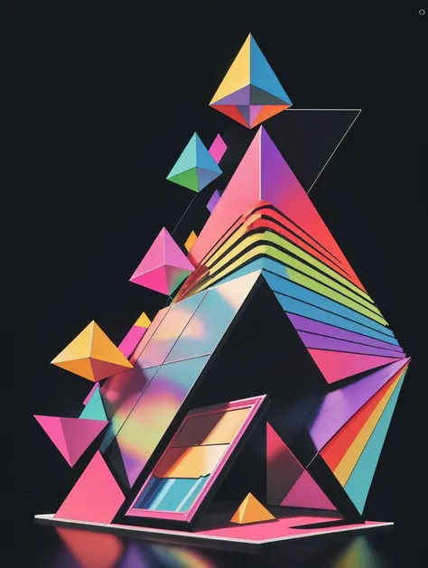 cinematic, aesthetic, (masterpiece:1), bb3l15, a colorful diagonal abstract structure made of Prism and over a decagon black background <lora:bb3l15:1>