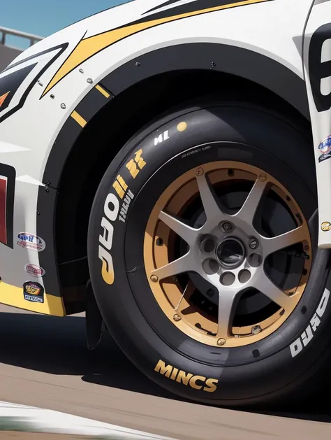 cinematic, aesthetic, (masterpiece:1), a Extreme Close Up of an exiting race of NASCAR at noon