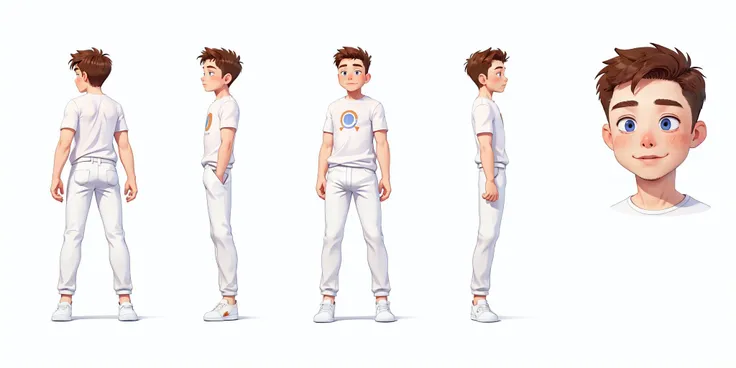 masterpiece,best quality,simple background,(white background:1.5),multiple views,
1boy,(beautiful detailed face),(beautiful detailed eyes),
white t-shirt,white pants,white shoes,shoulder,
<lora:mw_charturn3:0.3>,(charturnbetalora:0.6),(elon musk:1.1),young,