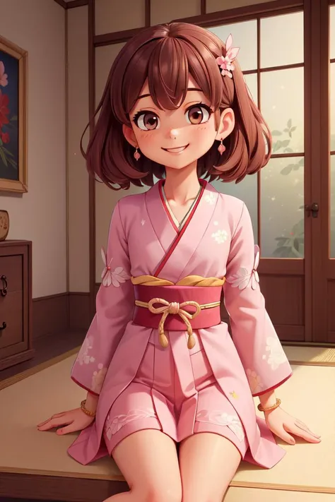 (A small chest:1.3),(masterpiece, best quality:1.4), (beautiful, aesthetic, perfect, delicate, intricate:1.2),1girl, solo, 1girl,pink kimono,japanese clothes,sleeves past wrists, smile, dynamic angle, masterpiece, best quality, colorful,, <lora:more_details:0.3>, <lyco:GoodHands-beta2:0.8>,