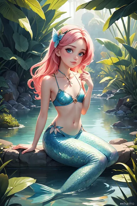 (A small chest:1.3),(masterpiece, best quality:1.4), (beautiful, aesthetic, perfect, delicate, intricate:1.2),1 solo, a mermaid sitting on the bottom of a body of water, detailed face, extremely detailed artgerm, belle delphine, trending on artstration, game art, kinkade. award winning, inspired by Tracy Harris, nymphaea, trending on artstatioin, inspired by Gaston Bussire, <lora:more_details:0.3>,<lora:GoodHands-vanilla:1>,
