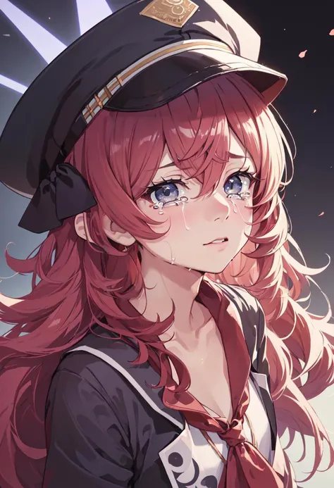 best quality, masterpiece, highres, solo, (iroha_bluearchive:1.10), crying, sobbing, tears, portrait, looking at viewer, 35 <lora:iroha_bluearchive:0.80>