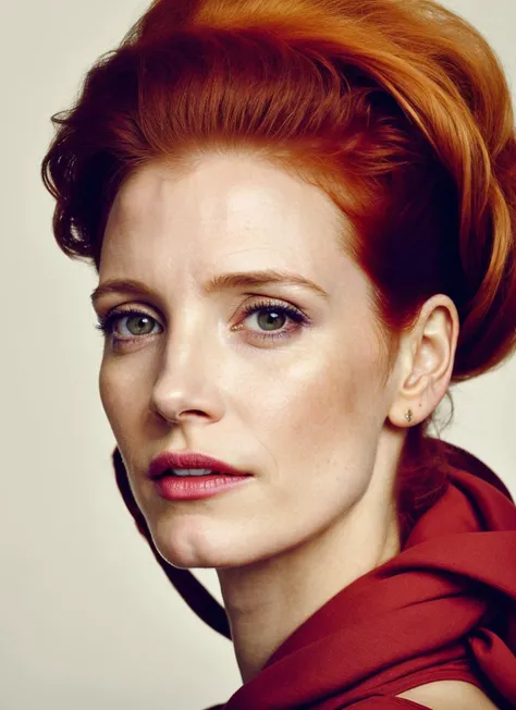 portrait of ((sks woman)) by Flora Borsi in athens, at the parthenon style by Flora Borsi, bold, bright colours, Mohawk haircut, ((Flora Borsi)) <lora:locon_jessicachastain_v1_from_v1_64_32:1> by Gerda Taro