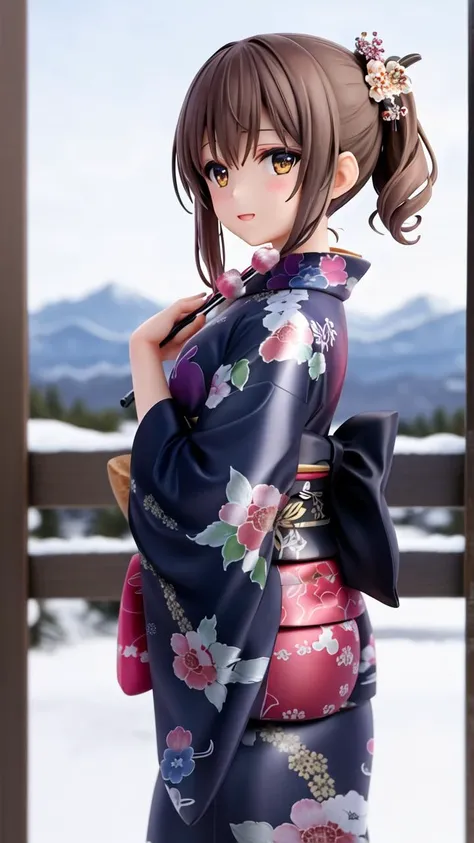 masterpiece, best quality,
vivid colors,
1girl, (solo)
(" ")
" ",
brown eyes
" "
kimono
snowy mountains
" "
" "