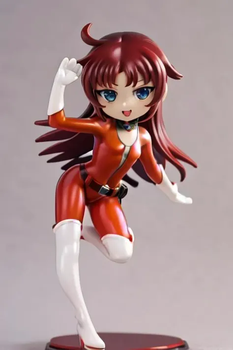 masterpiece, best quality, ((((chibi)))), figure, pvc, solo, 1girl, simple background <lora:mariaV1:0.8> maria, (red bodysuit), ((yellow bodysuit)), belt, white gloves, ((red legging)), white long boots, blue eyes
