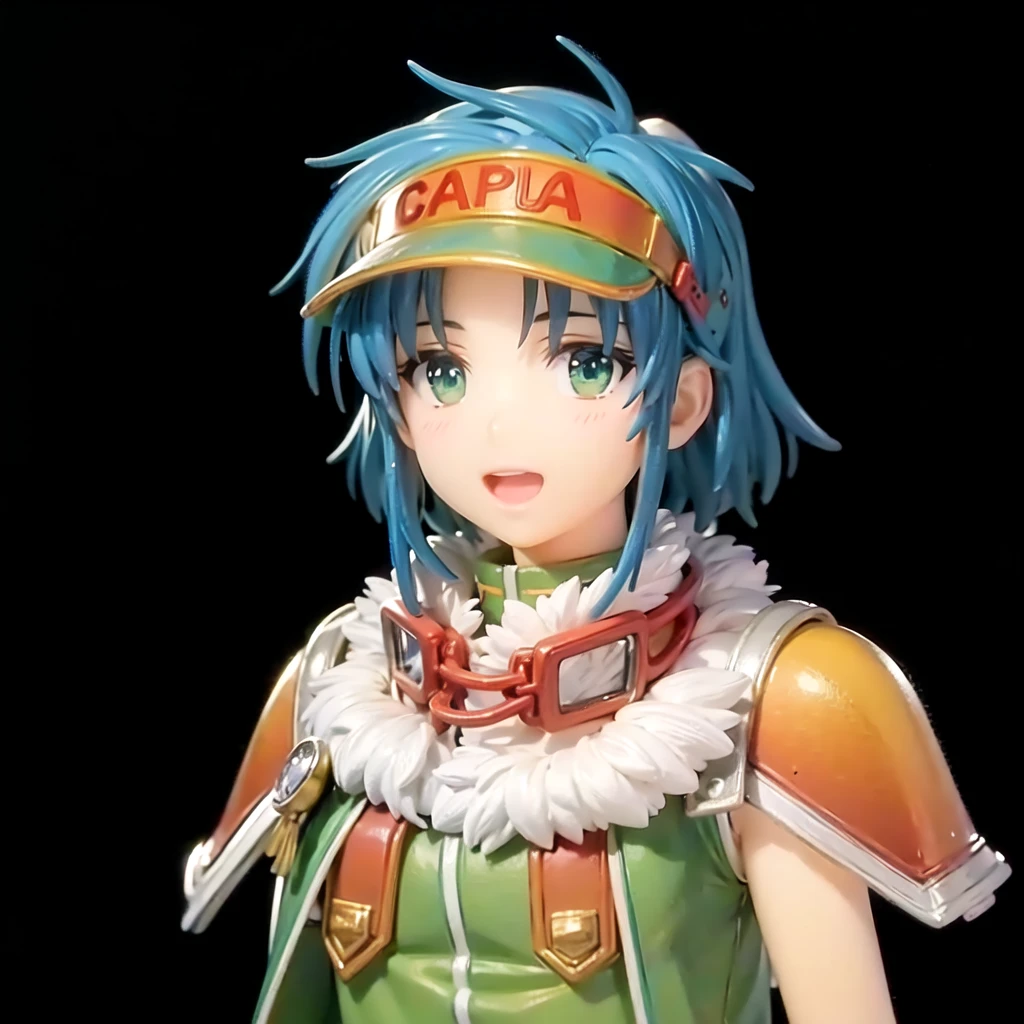 portrait of woman, blue hair, laughing, open mouth, green eyes, googles, cap, ((('CAPUA' writtent on cap))),
4k, 8k, absurdres, highres, extremely delicate and beautiful, depth of field,amazing,masterpiece,growth,visual impact, ultra-detailed, highly, Amazing finely detail, gorgeous,fantasism,nature,refined rendering,original,contour deepening,high-key and low-variance brightness scale,soft light, light and dark interlaced, raytracing, anime, photorealistic, realistic, plastic figurine