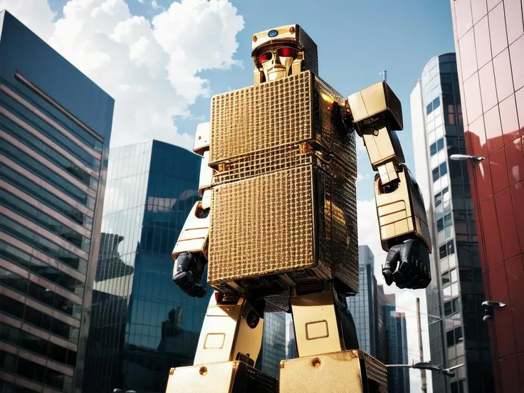 masterpiece,
<lora:GOLD LIGHTAN:0.7>GOLD LIGHTAN, robot,
in city, tokyo \(city\),