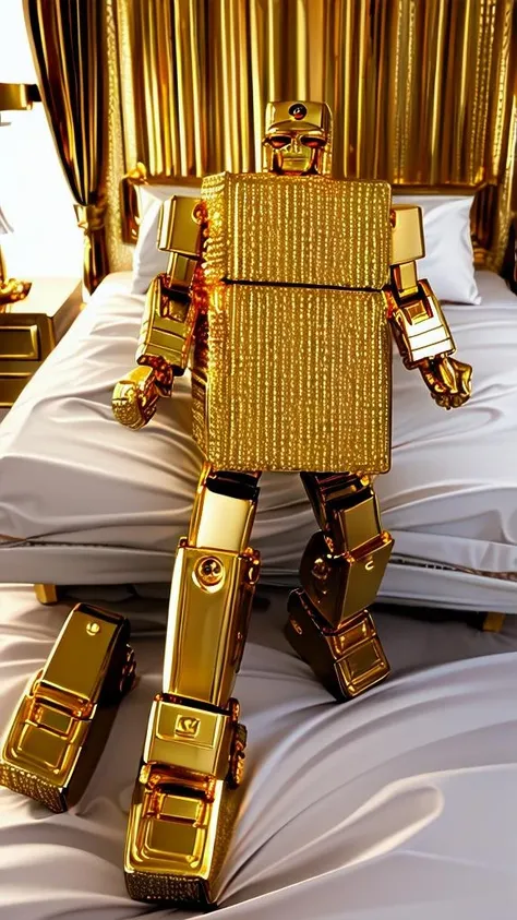 masterpiece,
<lora:GOLD LIGHTAN:0.75>GOLD LIGHTAN, robot, lying,
<lora:gold_Luxury_bedroom_v1.0:1>Luxury bedroom, gold decoration, gold bed,