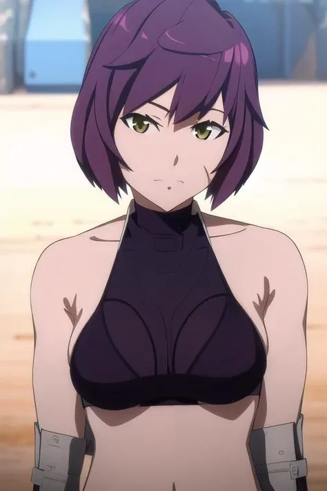 masterpiece, best quality, meipacrim, 1girl, ((bikini)), breast focus, breasts, upper body, outdoors, desert, closed mouth, solo, highres, <lora:meipacrim-10 3:0.9>