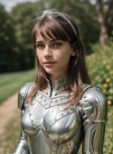 haesicks <lora:haesicks-v15-byShurik:1>clean skin
(closeup)
In this detailed close-up, we witness a remarkable transformation into the iconic character of the Tin Man from "The Wizard of Oz." (Best quality: 1.3) The individual, adorned in a meticulously crafted Tin Man cosplay, captures the essence of the beloved character with astonishing precision. (Detailed: 1.2)
The Tin Man's metallic exterior shines brilliantly, reflecting beams of light with a polished silver gleam. Every curve and contour of the metal suit is expertly replicated, showcasing the craftsmanship and attention to detail. (Close-up: 1.3)
The individual's face, concealed beneath a metallic makeup application, mirrors the metallic sheen of the suit. A silvery hue covers the skin, mimicking the appearance of a polished metal surface. The eyes, accentuated with silver eyeshadow and enhanced with a touch of digital magic, radiate a captivating blend of curiosity and longing. (Immersive: 1.4)
Intricate gears, rivets, and mechanical details adorn the suit, giving it an authentic and industrial aesthetic. The joints, cleverly designed with doll-like precision, offer a whimsical nod to the character's origins. Each movement reveals the seamless integration of the wearer with the metallic costume, blurring the line between human and machine. (Detailed: 1.2)
The setting of the Yellow Brick Road provides a backdrop of whimsy and adventure. The vibrant hues of the surrounding landscape, from the emerald green grass to the cobblestone path, serve as a stark contrast against the metallic brilliance of the Tin Man's costume. (Immersive: 1.4)